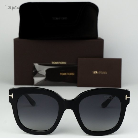 BRAND NEW Tom Ford FT0613/S 01D Black Grey Polar Grad Square Women Sunglasses